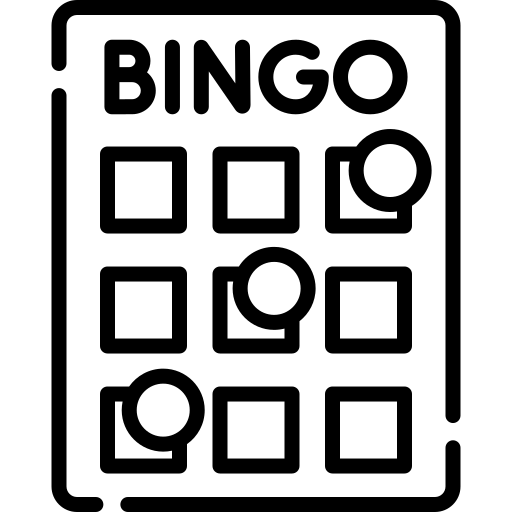 Icono de bingo en negro, representando el juego de bingo de forma minimalista.