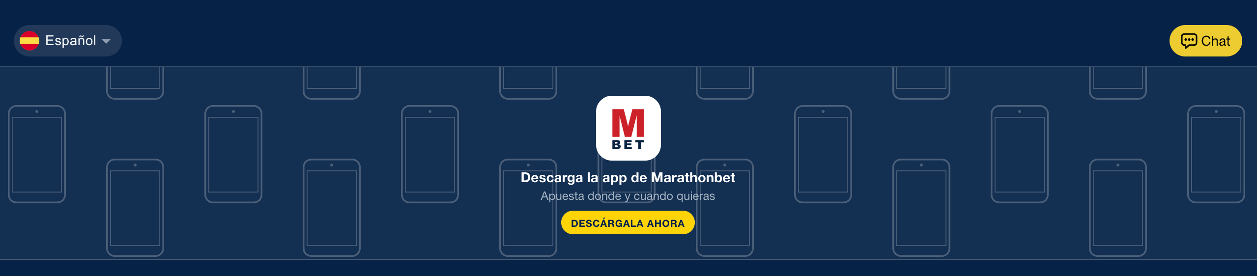 Banner de descarga de la app de Marathonbet para apostar donde y cuando quieras desde móvil